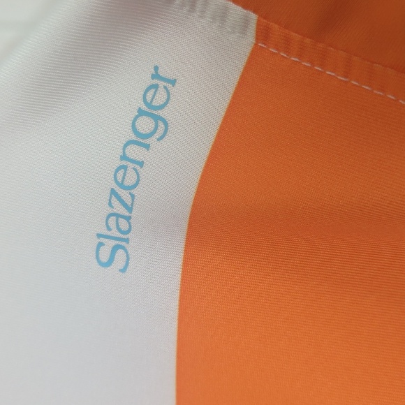 Slazenger Striped Performance Polo Shirt Orange White Blue Golf Activewear XXL - Picture 10 of 12